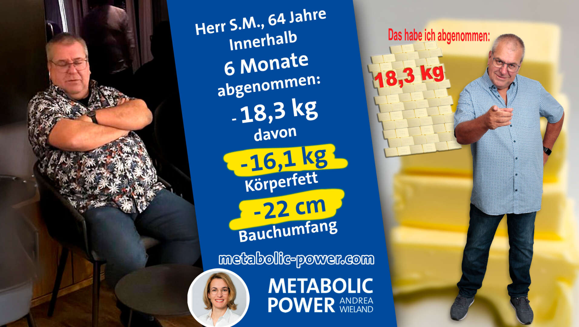 S-M_dreiteilig-Balken-blau_08-2025 Frau T.V., 33 Jahre in 2 Monaten: - 13 kg, davon 5,5 kg Körperfett