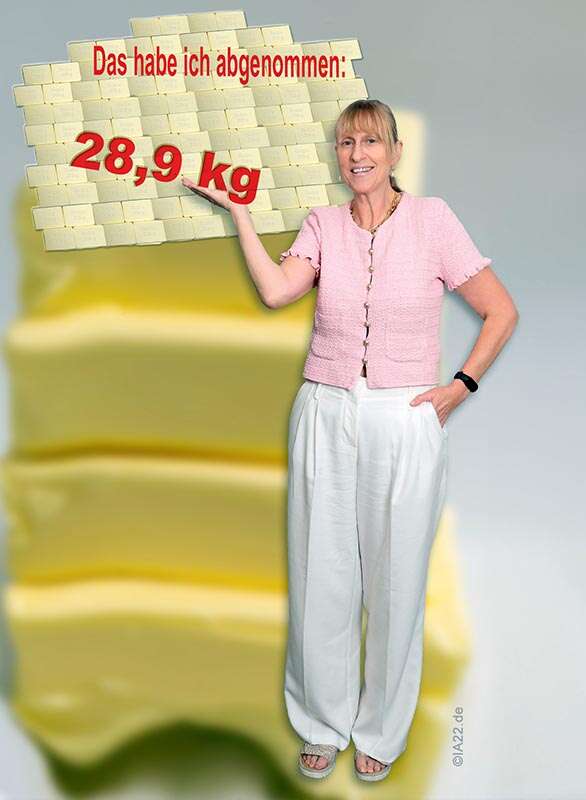 in 9 Monaten: -28,9 kg, davon -21,5 kg Körperfett
